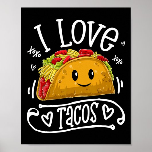 I Liebe Tacos T Shirt Cinco De Mayo Frauen Männer Poster (Vorne)