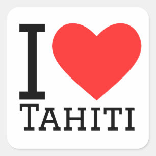 I Liebe Tahiti Quadratischer Aufkleber