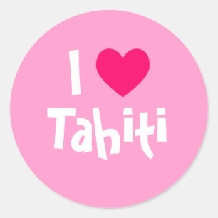 I Liebe Tahiti Runder Aufkleber