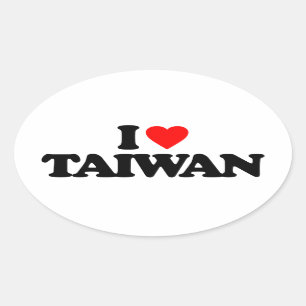 I LIEBE TAIWAN OVALER AUFKLEBER