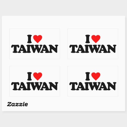 I LIEBE TAIWAN RECHTECKIGER AUFKLEBER (Blatt)
