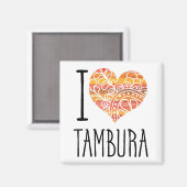 I Liebe Tambura Orange Mandala Herz Magnet (Vorderseite/Rückseite)