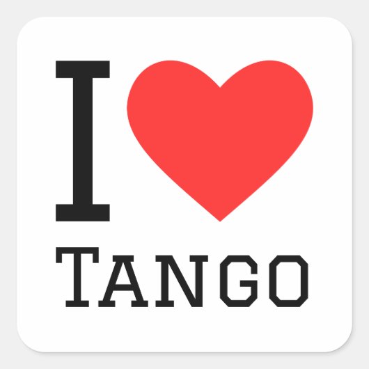 I Liebe Tango Quadratischer Aufkleber (Vorderseite)
