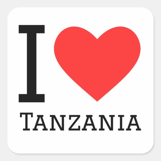 I Liebe Tansania Quadratischer Aufkleber (Vorderseite)