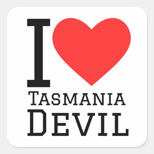 I Liebe Tasmania Teufel Quadratischer Aufkleber (Vorderseite)