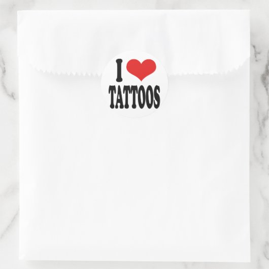 I Liebe Tattoos Runder Aufkleber (Tasche)