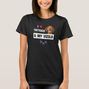 I Liebe Tattoos und mein Vizsla Hund Mama Vater In T-Shirt