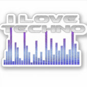 I Liebe Techno Aufkleber (Vorderseite)