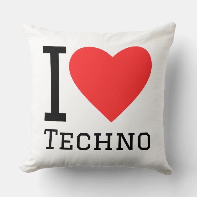 I Liebe Techno-Aufkleber Kissen (Vorderseite)