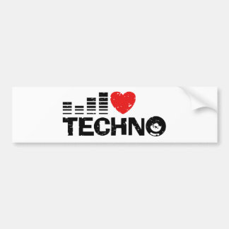 I Liebe Techno Autoaufkleber