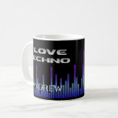 I Liebe Techno Kaffeetasse (Vorderseite Links)