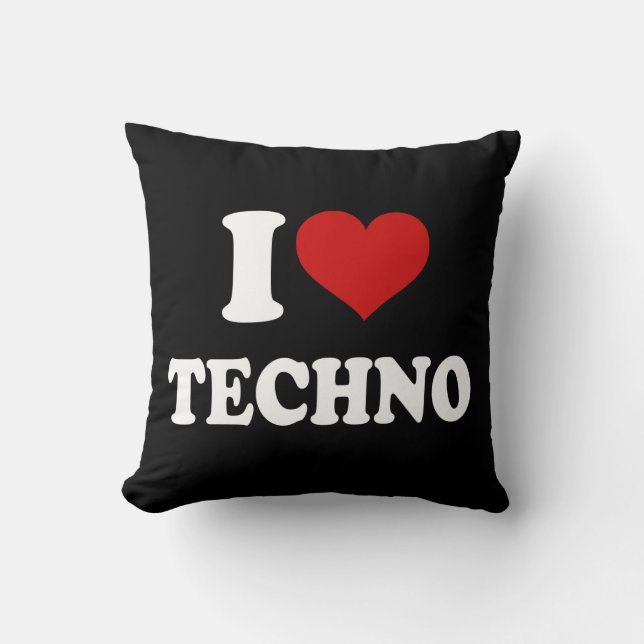 I Liebe Techno Kissen (Vorderseite)