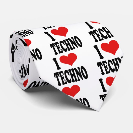 I Liebe Techno Krawatte (Gerollt)
