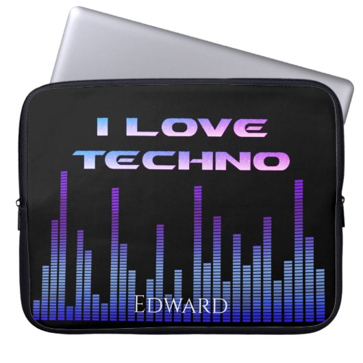 I Liebe Techno Laptopschutzhülle (Vorderseite)