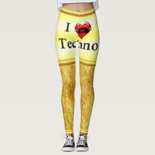 I Liebe Techno Mit einem lustigen roten Herz singe Leggings