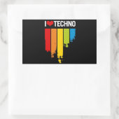 I Liebe Techno Music Rechteckiger Aufkleber (Tasche)