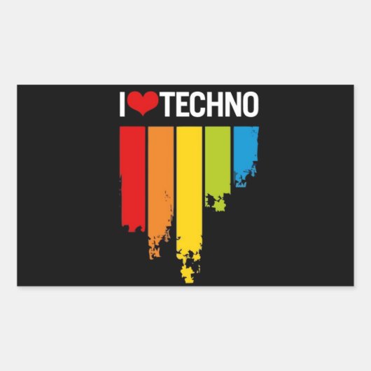 I Liebe Techno Music Rechteckiger Aufkleber (Vorderseite)