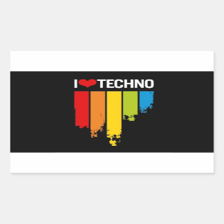 I Liebe Techno Music Rechteckiger Aufkleber