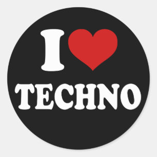 I Liebe Techno Runder Aufkleber