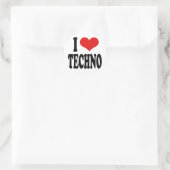 I Liebe Techno Runder Aufkleber (Tasche)