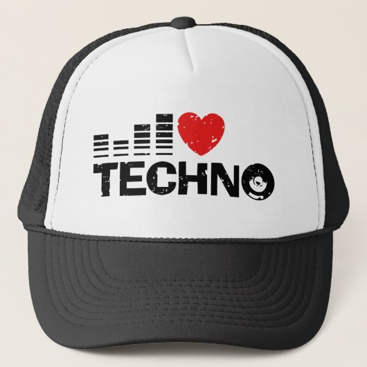 I Liebe Techno Truckerkappe (Vorderseite)
