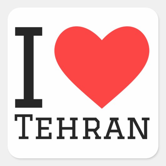 I Liebe Tehran Quadratischer Aufkleber (Vorderseite)