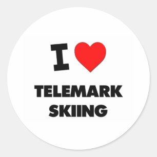 I Liebe Telemark Skifahren Runder Aufkleber