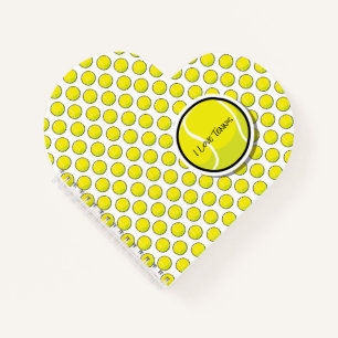 I LIEBE TENNIS Ball Herzsportspass Gelb Notizblock