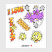 I Liebe Tennis Cartoon Sticker Set (Blatt)