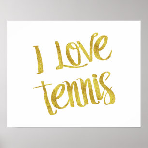 I Liebe-Tennis-GoldImitat-Folien-metallisches Poster