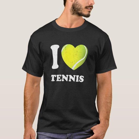I Liebe Tennis I Herz T-Shirt (Vorderseite)