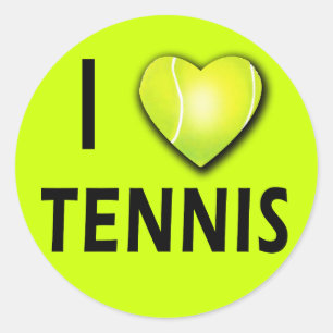 I Liebe-Tennis mit Tennis-Ball-Herzen Runder Aufkleber