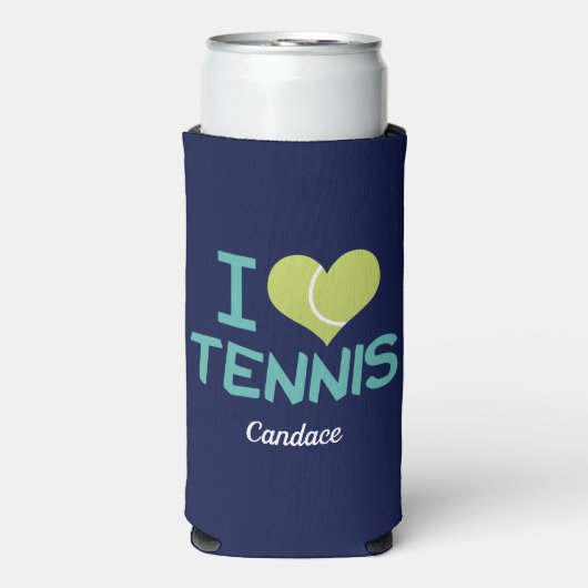 I Liebe Tennis Niedlich Custom Personalisiert Navy Selters Dosenkühler (Seltzer Vorderseite)