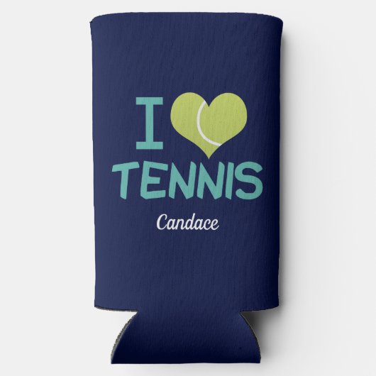 I Liebe Tennis Niedlich Custom Personalisiert Navy Selters Dosenkühler (Rückseite)