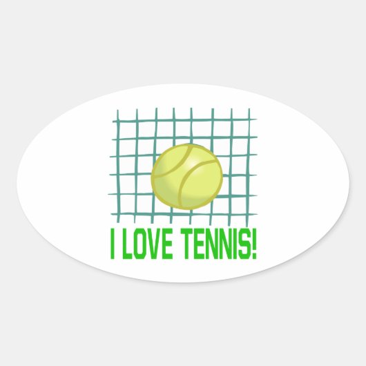 I Liebe Tennis Ovaler Aufkleber (Vorderseite)