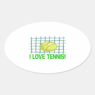 I Liebe-Tennis Ovaler Aufkleber