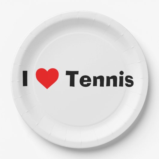 I Liebe Tennis Pappteller (Vorderseite)