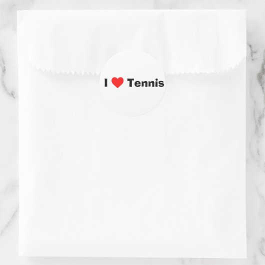 I Liebe Tennis Runder Aufkleber (Tasche)