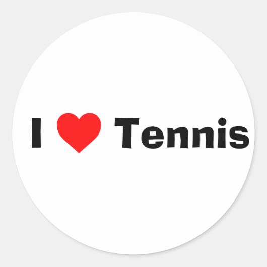 I Liebe Tennis Runder Aufkleber (Vorderseite)