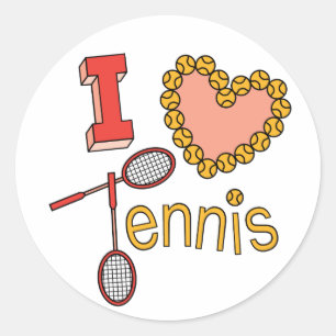 I Liebe Tennis Runder Aufkleber