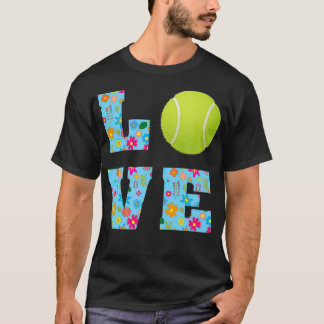I Liebe Tennis Tennis Liebhaber von Blumengeschenk T-Shirt