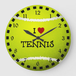 I Liebe Tennis - Tennisball Große Wanduhr