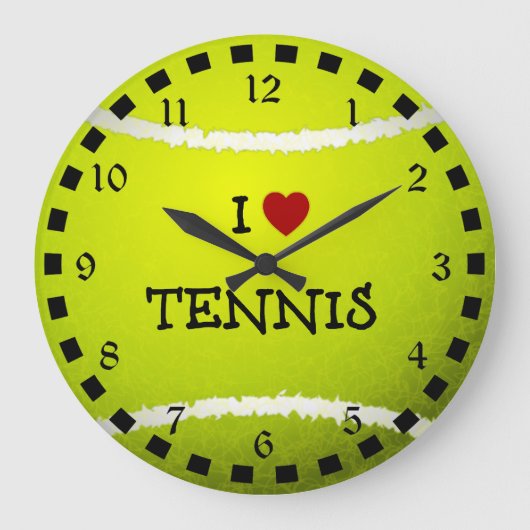 I Liebe Tennis - Tennisball Große Wanduhr (Vorderseite)