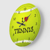 I Liebe Tennis - Tennisball Große Wanduhr (Winkel)