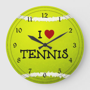 I Liebe Tennis - Tennisball Große Wanduhr