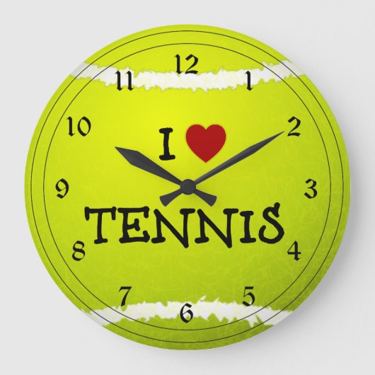 I Liebe Tennis - Tennisball Große Wanduhr (Vorderseite)