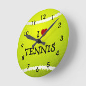 I Liebe Tennis - Tennisball Runde Wanduhr (Winkel)