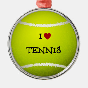 I Liebe Tennis - Tennisball Silbernes Ornament
