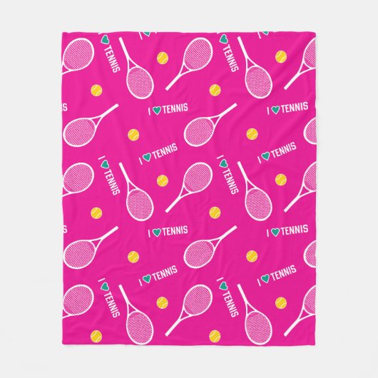 🎾 🤍 I Liebe Tennispink Fleecedecke (Vorderseite)