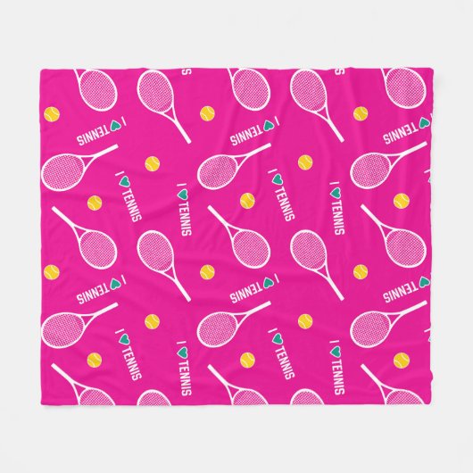 🎾 🤍 I Liebe Tennispink Fleecedecke (Vorderseite (Horizontal))